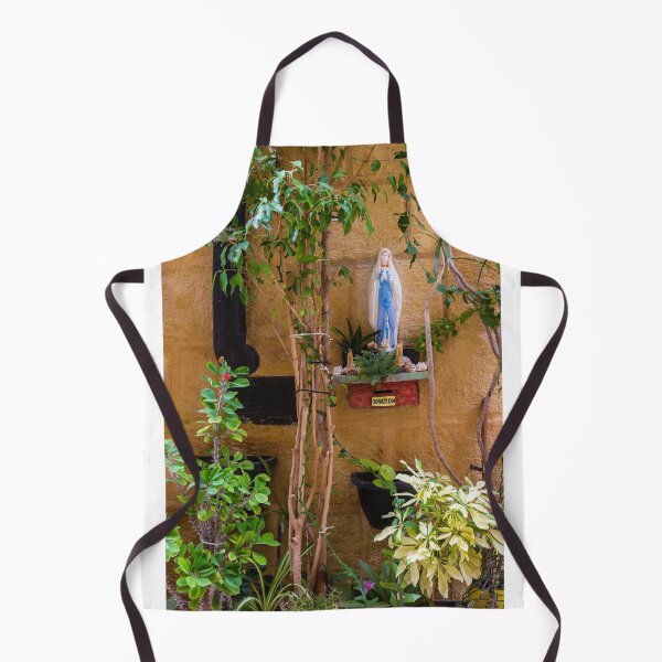 Item preview, Outdoor Virgin Mary Statue Shrine With Donation Box Surrounded By Potted Plants And Vines designed and sold by Nmallia.