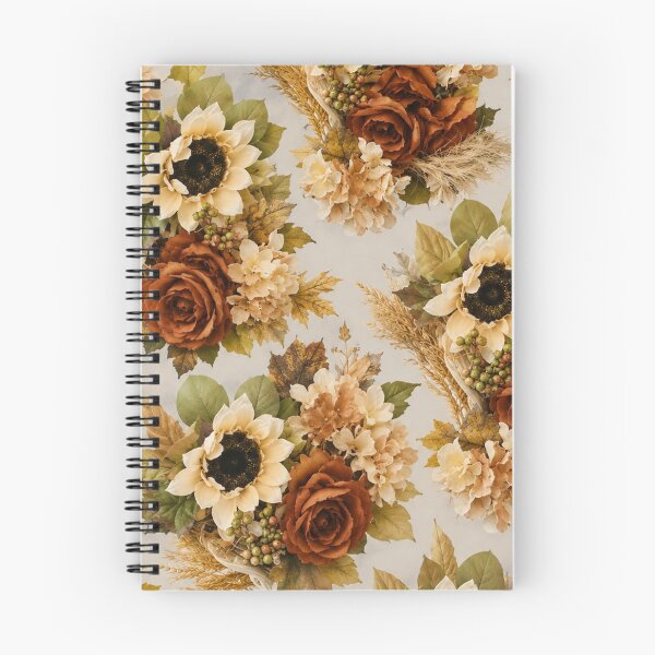 Item preview, Autumn Sunflower and Rose Floral Pattern Art designed and sold by THE SPLATTERED HAUS BY SAGE BANKS.