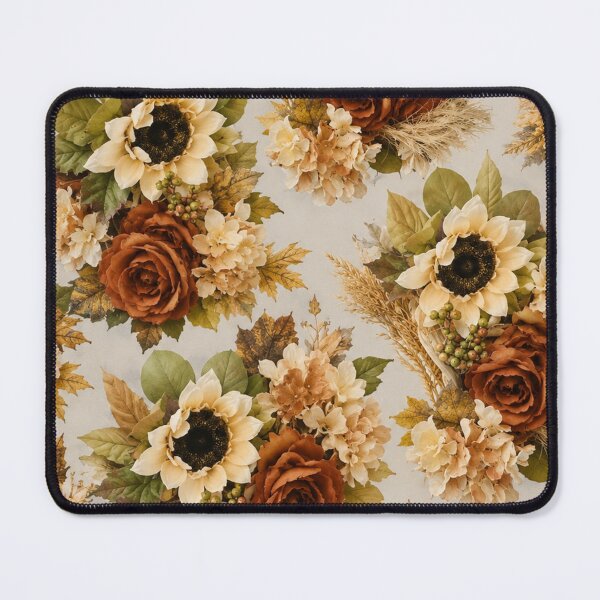 Item preview, Autumn Sunflower and Rose Floral Pattern Art designed and sold by THE SPLATTERED HAUS BY SAGE BANKS.