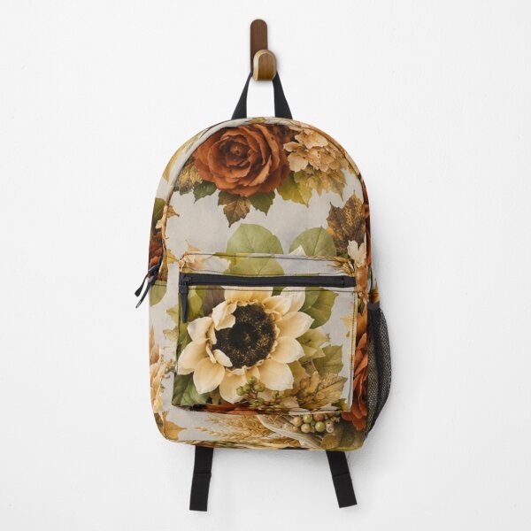 Item preview, Autumn Sunflower and Rose Floral Pattern Art designed and sold by THE SPLATTERED HAUS BY SAGE BANKS.