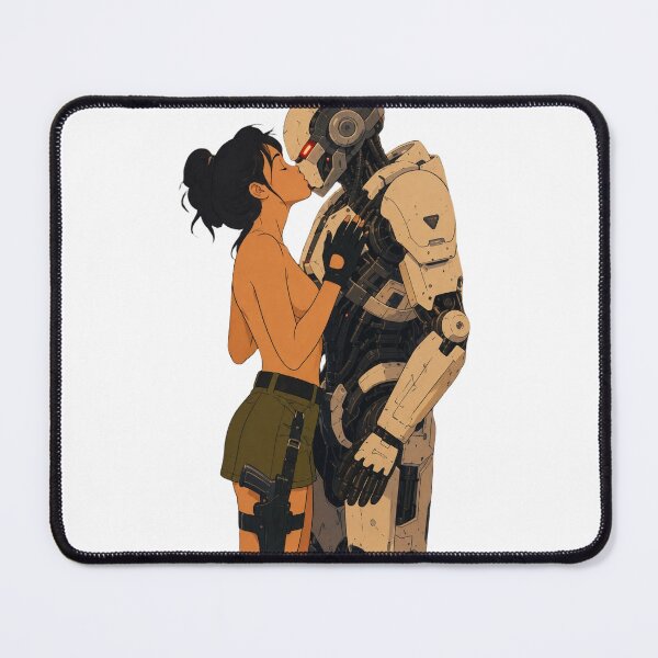 Item preview, Retro Futuristic Robot Kiss – Sci-Fi Pin-Up Romance designed and sold by Hollow Moon Studios..
