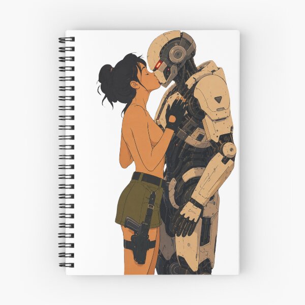Item preview, Retro Futuristic Robot Kiss – Sci-Fi Pin-Up Romance designed and sold by  Hollow Moon Studios..