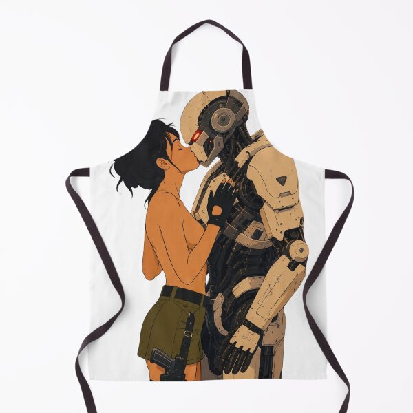 Item preview, Retro Futuristic Robot Kiss – Sci-Fi Pin-Up Romance designed and sold by Hollow Moon Studios..