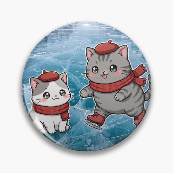 Item preview, Kawaii Cats Ice Skating Lake Baikal Siberia - Freda and Junior Russia Winter designed and sold by MAISON SYLVIE.