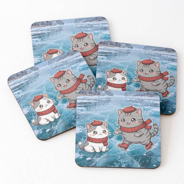 Item preview, Kawaii Cats Ice Skating Lake Baikal Siberia - Freda and Junior Russia Winter designed and sold by MAISON SYLVIE.