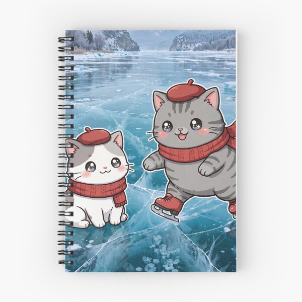 Item preview, Kawaii Cats Ice Skating Lake Baikal Siberia - Freda and Junior Russia Winter designed and sold by MAISON SYLVIE.