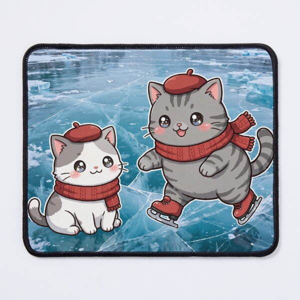 Item preview, Kawaii Cats Ice Skating Lake Baikal Siberia - Freda and Junior Russia Winter designed and sold by MAISON SYLVIE.