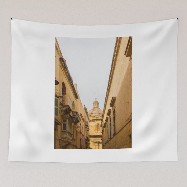 Item preview, Historic Narrow Street Framed By Warm Mediterranean Architecture With A Prominent Stone Dome Above designed and sold by Nmallia.