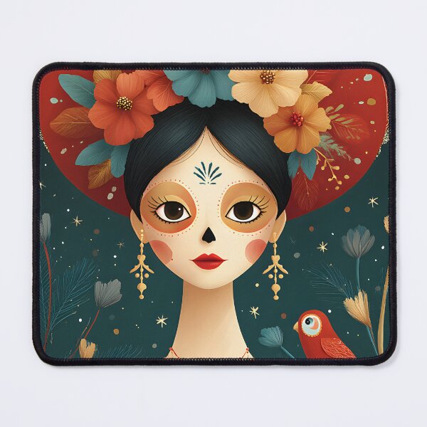 Item preview, Elegant Day of the Dead Portrait with Flowers designed and sold by Artessie.