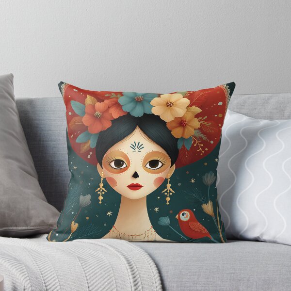 Item preview, Elegant Day of the Dead Portrait with Flowers designed and sold by Artessie.