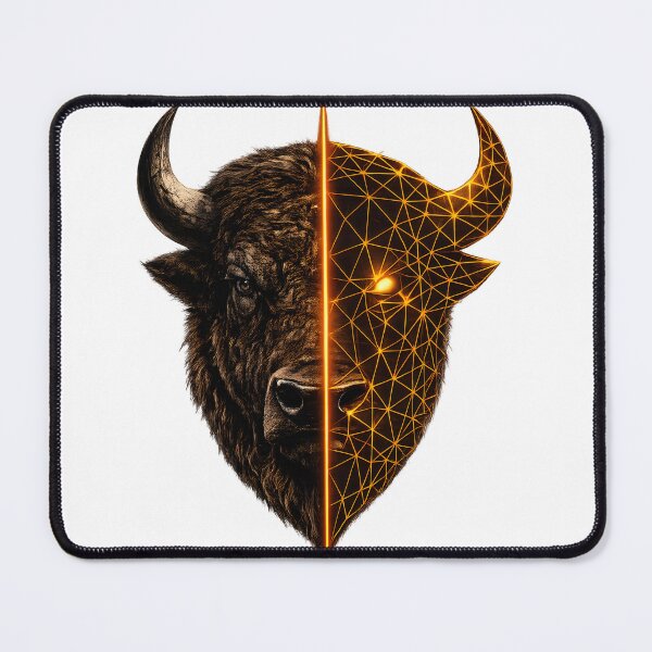 Item preview, Geometric Bison Split Face Western Wildlife Art designed and sold by CreativeMindsetLab.