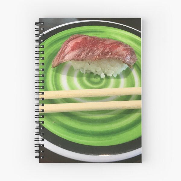 Item preview, Wagyu Beef Nigiri Sushi on Green Plate Art Print designed and sold by KaleChub.