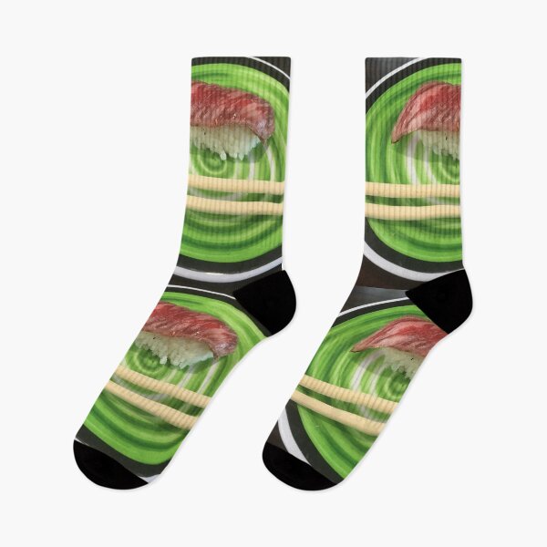 Item preview, Wagyu Beef Nigiri Sushi on Green Plate Art Print designed and sold by KaleChub.