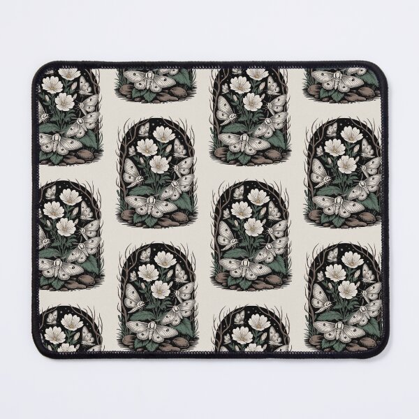 Item preview, White Moths & Flowers Gothic Botanical Arch Art designed and sold by NuvoraNest.