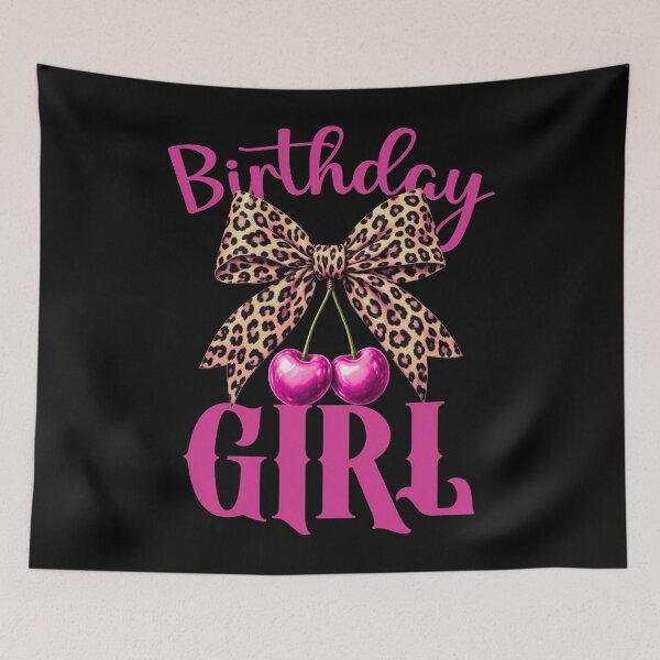 Item preview, Birthday Girl Pink Leopard Bow Pink Cherries Coquette Aesthetic designed and sold by Trendvia .