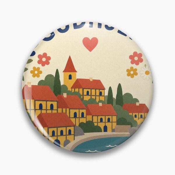Item preview, Gudhjem Denmark Travel Souvenir Modern Folk Art designed and sold by VisualArtsOasis.