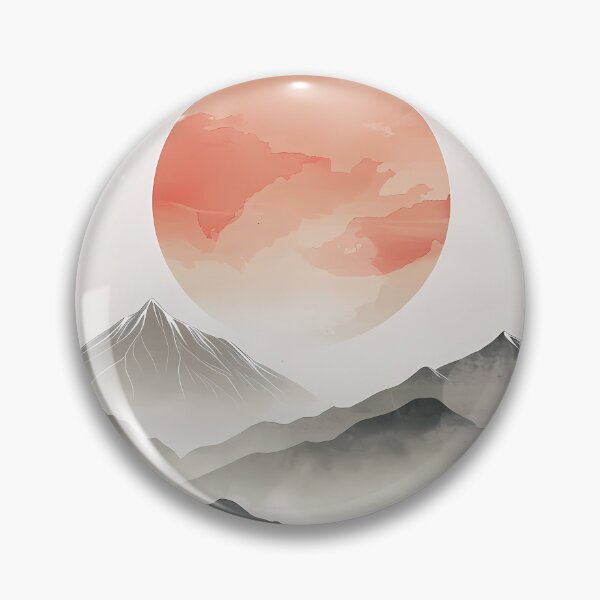 Artikelvorschau, Minimalist Japandi Mountain Landscape – Zen Sun Watercolor Art entworfen und verkauft von Artdavesalzburg.
