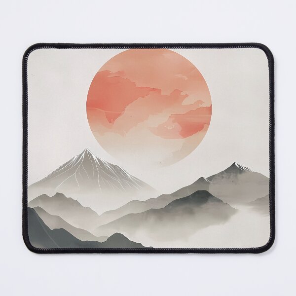 Item preview, Minimalist Japandi Mountain Landscape – Zen Sun Watercolor Art designed and sold by Artdavesalzburg.