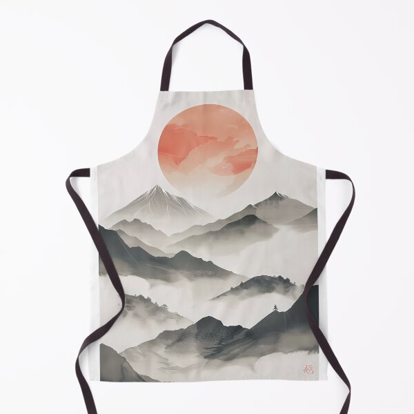 Item preview, Minimalist Japandi Mountain Landscape – Zen Sun Watercolor Art designed and sold by Artdavesalzburg.