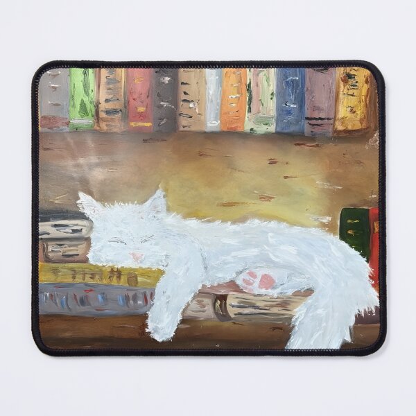 Item preview, Cat Bookshelf Oil Print  designed and sold by ItsKatzie.
