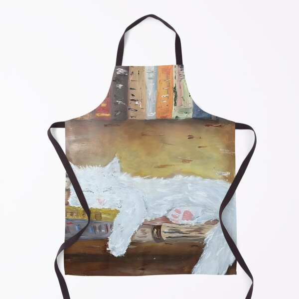 Item preview, Cat Bookshelf Oil Print designed and sold by ItsKatzie.