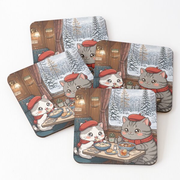 Item preview, Kawaii Cats Trans Siberian Railway Dinner - Freda and Junior Russia Travel designed and sold by MAISON SYLVIE.