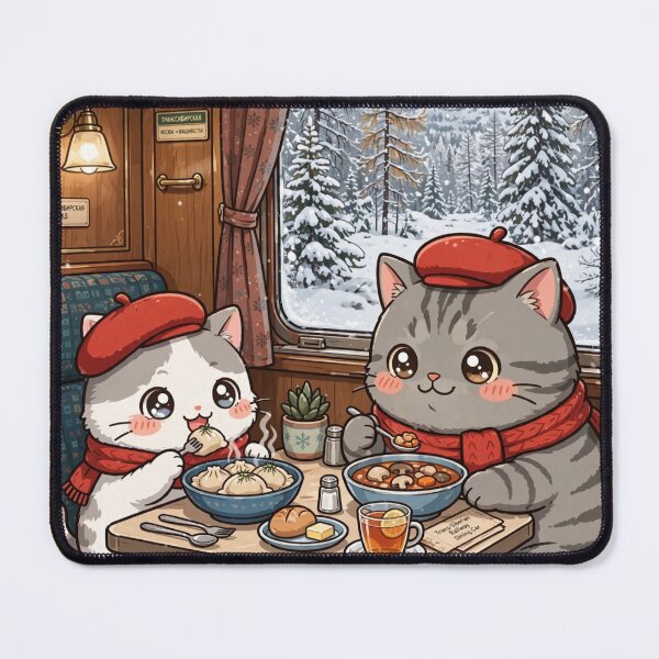 Item preview, Kawaii Cats Trans Siberian Railway Dinner - Freda and Junior Russia Travel designed and sold by MAISON SYLVIE.