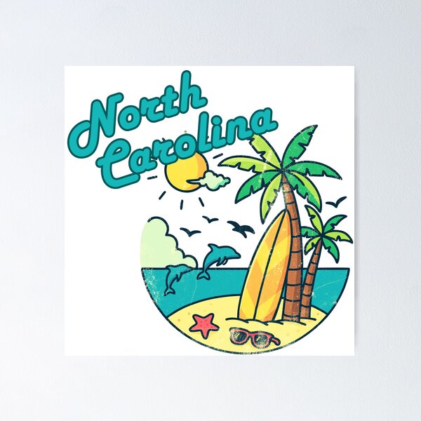 Item preview, North Carolina Beach Vibes | Retro Tropical Sunset Vacation Design designed and sold by DonnaRaine.