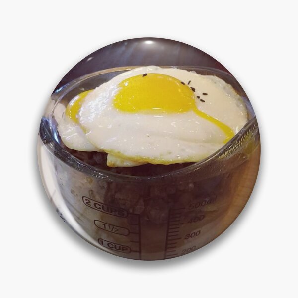 Item preview, Creative Rice Bowl with Fried Egg Served in Measuring Cup Art Print designed and sold by KaleChub.