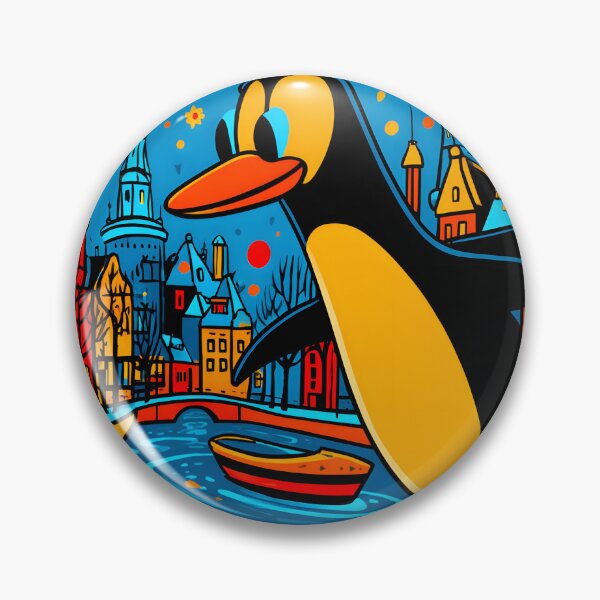Item preview, Colorful Penguin Walking in Vibrant City Scene designed and sold by Artessie.