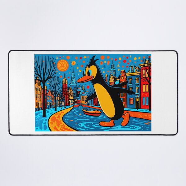 Item preview, Colorful Penguin Walking in Vibrant City Scene designed and sold by Artessie.