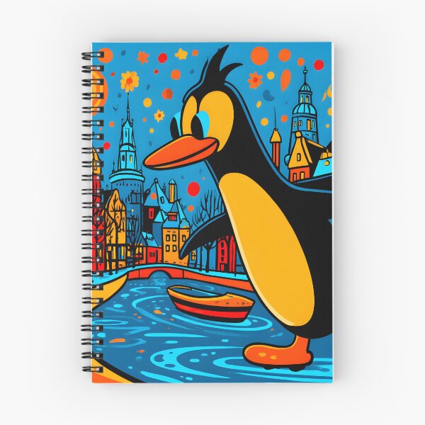 Item preview, Colorful Penguin Walking in Vibrant City Scene designed and sold by Artessie.