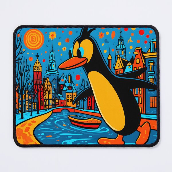 Item preview, Colorful Penguin Walking in Vibrant City Scene designed and sold by Artessie.