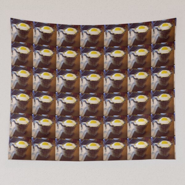 Item preview, Creative Rice Bowl with Fried Egg Served in Measuring Cup Art Print designed and sold by KaleChub.