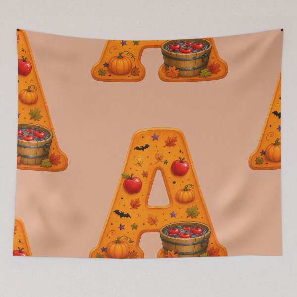 Item preview, Halloween Letter A Monogram – Spooky Apple Alphabet Initial Design designed and sold by VectorJoy.