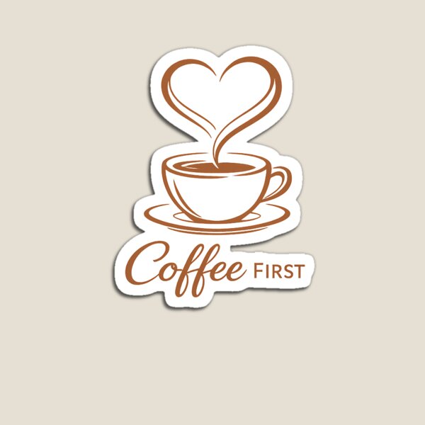Item preview, Coffee First Heart Steam - Elegant Cafe Aesthetic Sticker designed and sold by OuSfian1.
