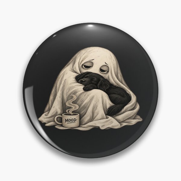 Item preview, MOOD Ghost Hugging Black Dog for Introverts designed and sold by POD DYNASTY | Original Print On Demand T-Shirt Graphics.