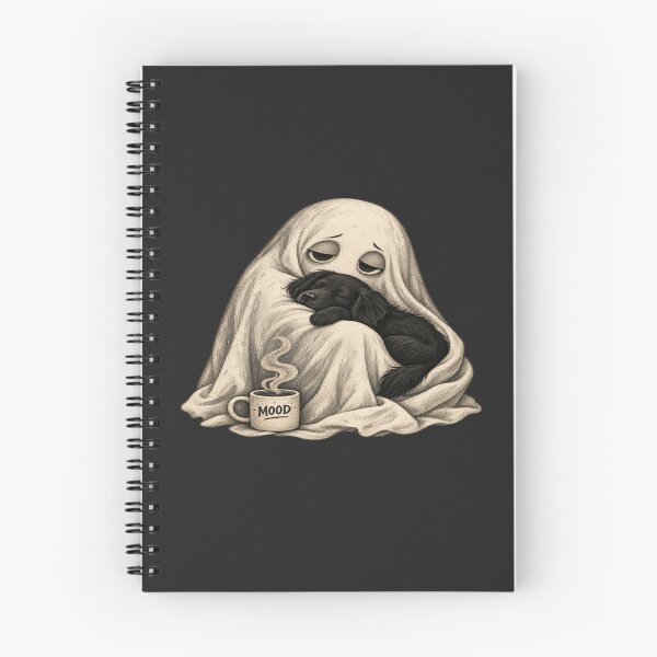 Item preview, MOOD Ghost Hugging Black Dog for Introverts designed and sold by POD DYNASTY | Original Print On Demand T-Shirt Graphics.