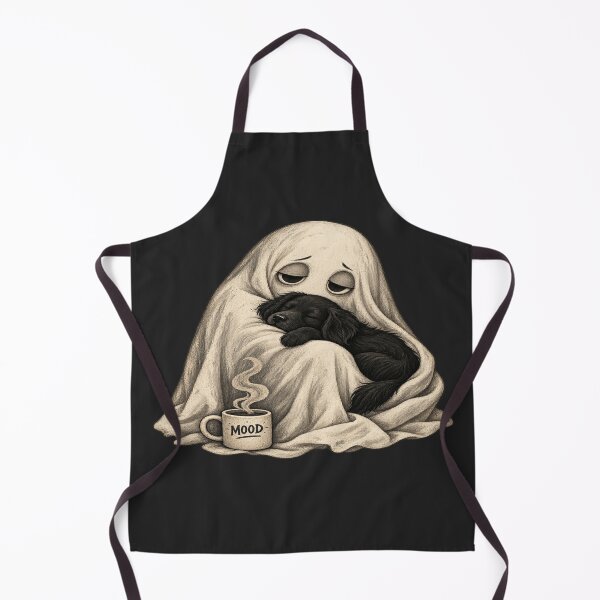 Item preview, MOOD Ghost Hugging Black Dog for Introverts designed and sold by POD DYNASTY | Original Print On Demand T-Shirt Graphics.