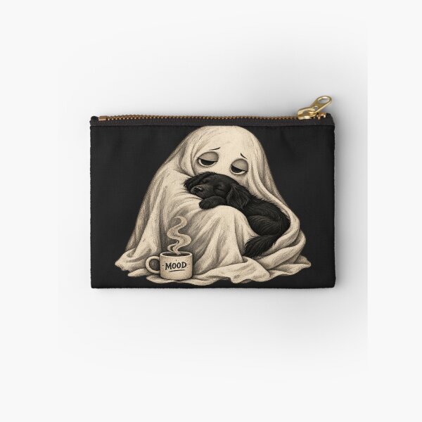 Item preview, MOOD Ghost Hugging Black Dog for Introverts designed and sold by POD DYNASTY | Original Print On Demand T-Shirt Graphics.