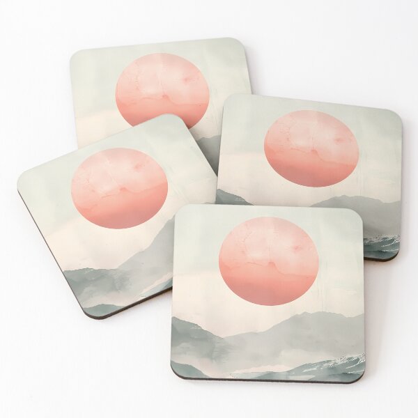 Item preview, Minimalist Japandi Mountain Lake Reflection – Zen Pastel Sun Art designed and sold by Artdavesalzburg.