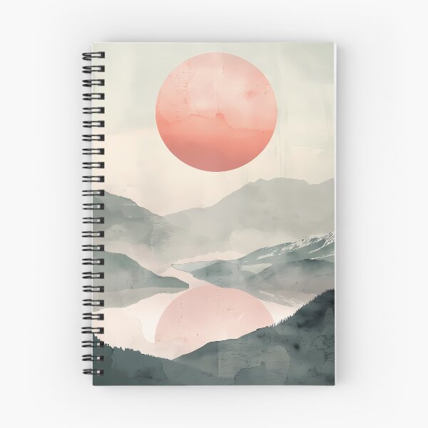 Item preview, Minimalist Japandi Mountain Lake Reflection – Zen Pastel Sun Art designed and sold by Artdavesalzburg.