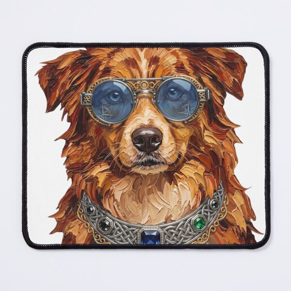 Item preview, Steampunk Australian Shepherd with Jewels - Impasto Oil Painting Dog designed and sold by KiwiArt 2020.