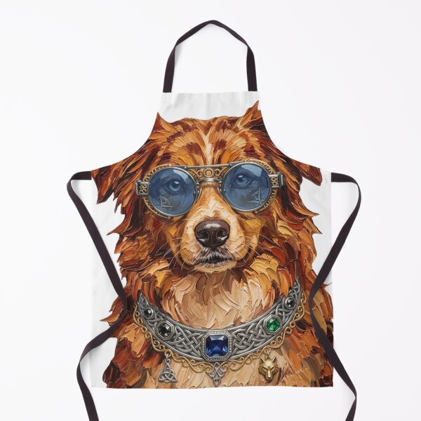 Item preview, Steampunk Australian Shepherd with Jewels - Impasto Oil Painting Dog designed and sold by KiwiArt 2020.