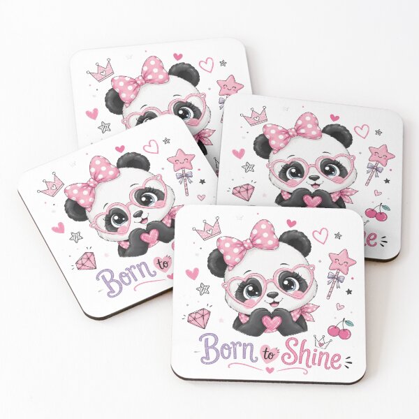 Item preview, Cute Glam Panda Born To Shine - Kawaii Pink Glasses Bow Heart Art designed and sold by ToonyTeez.