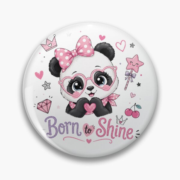 Item preview, Cute Glam Panda Born To Shine - Kawaii Pink Glasses Bow Heart Art designed and sold by ToonyTeez.