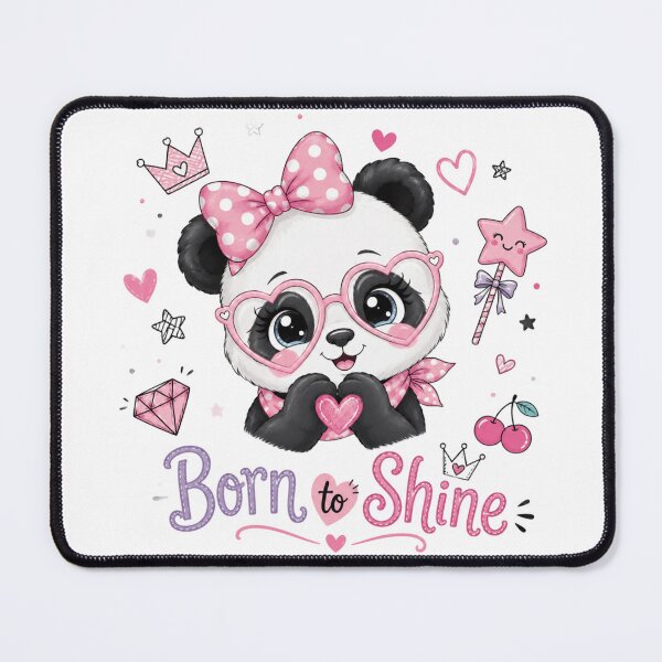 Item preview, Cute Glam Panda Born To Shine - Kawaii Pink Glasses Bow Heart Art designed and sold by ToonyTeez.