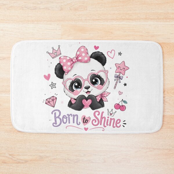 Item preview, Cute Glam Panda Born To Shine - Kawaii Pink Glasses Bow Heart Art designed and sold by ToonyTeez.