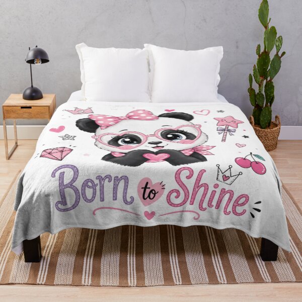 Item preview, Cute Glam Panda Born To Shine - Kawaii Pink Glasses Bow Heart Art designed and sold by ToonyTeez.