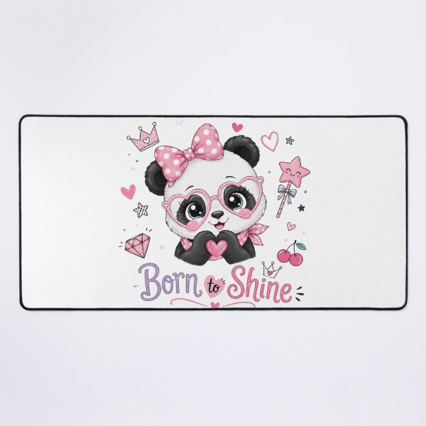 Item preview, Cute Glam Panda Born To Shine - Kawaii Pink Glasses Bow Heart Art designed and sold by ToonyTeez.